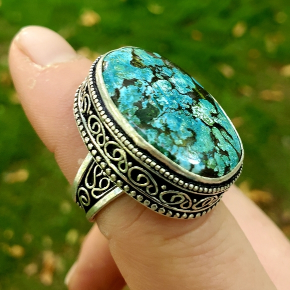 New Chrysocolla 925 Silver Ring. - Picture 3 of 16